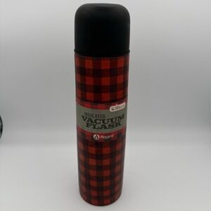 Insulated Vacuum Flask Thermos 32oz Red & Black Plaid Water Bottle Brand